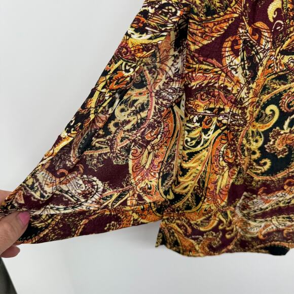 NWT J. JILL Tunic Top Womens S Brown Batik Baroque Paisley Long Sleeve Boho - Picture 5 of 8